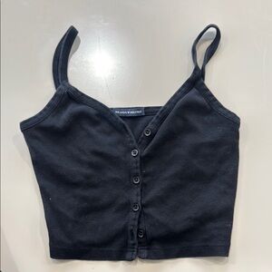 Black Button-Up Cropped Tank Top
